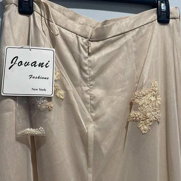 BNWT Stunning beaded sequined champagne Jovani high waisted long train skirt - Picture 4 of 8